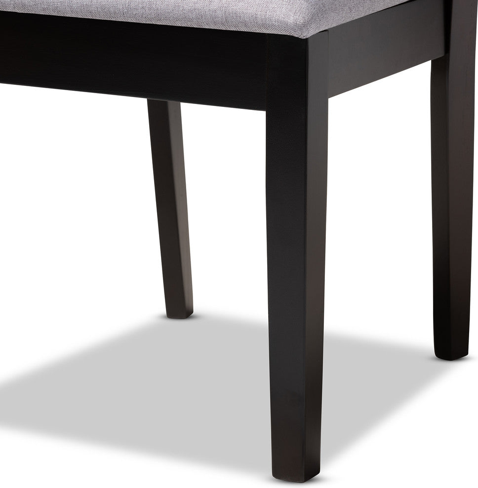 Quinn Gray Fabric Espresso Brown Finish Dining Chairs, Set of 4
