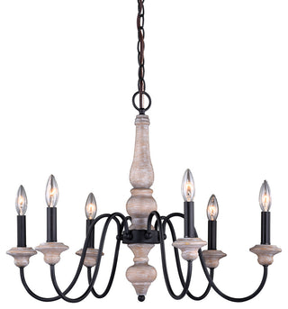 Georgetown 6-Light Chandelier Vintage Ash with Oil Burnished Bronze