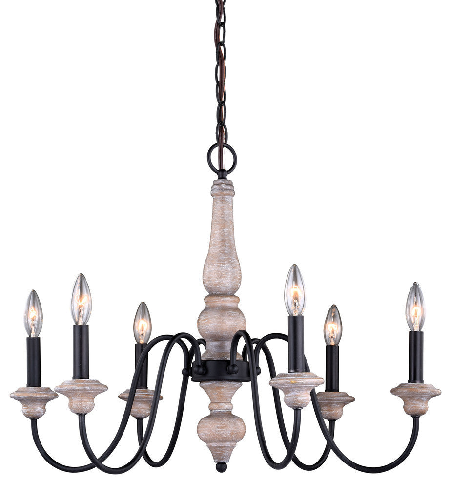 Georgetown 6-Light Chandelier Vintage Ash with Oil Burnished Bronze
