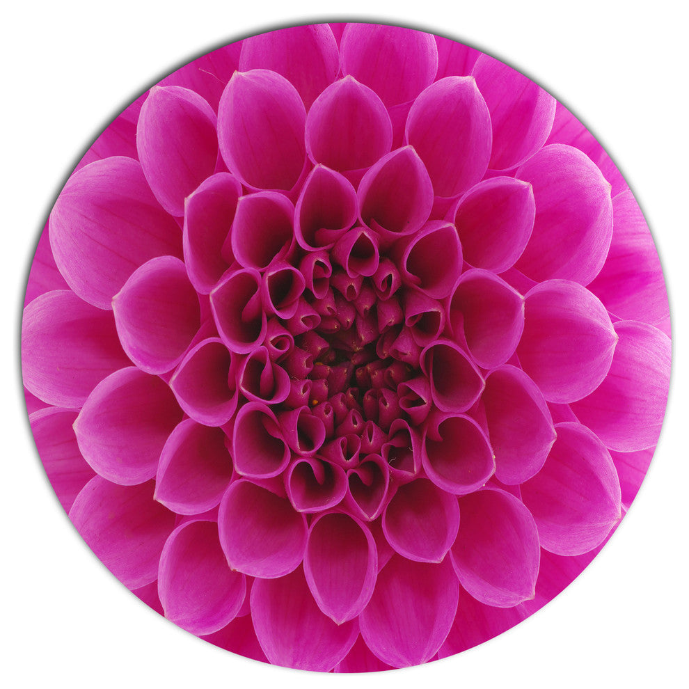 Dark Pink Abstract Flower Petals, Floral Round Metal Wall Art, 36"