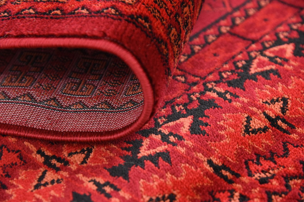 Unique Loom Red Roosevelt Tekke 4' 0 x 6' 0 Area Rug