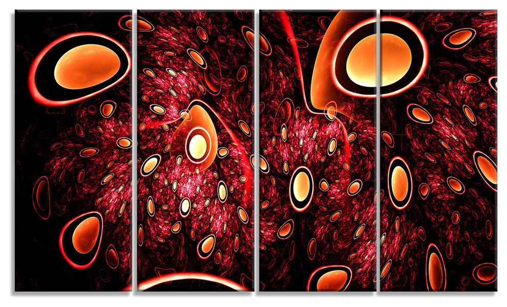 Red 3D Surreal Abstract Design, Abstract Canvas Art Print, 48"x28", 4 Panels