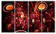 Red 3D Surreal Abstract Design, Abstract Canvas Art Print, 48"x28", 4 Panels