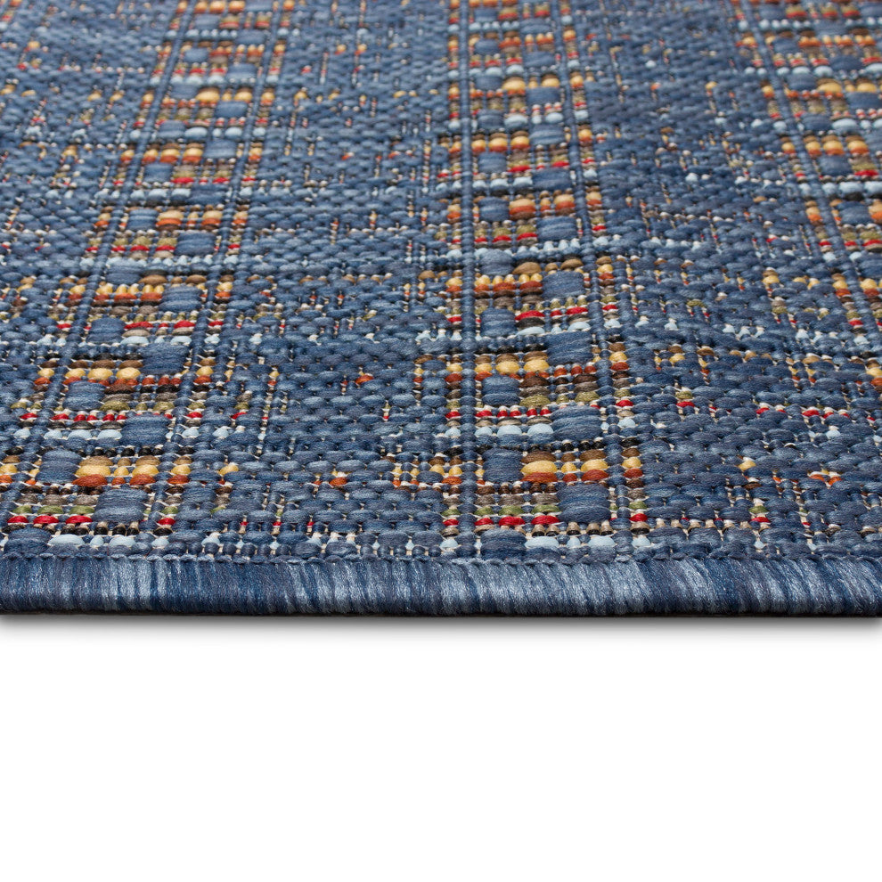 Avena Mosaic Stripe Indoor/Outdoor Rug Denim 7'10" Square