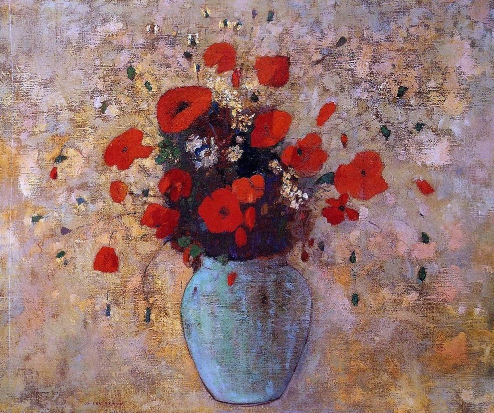 Odilon Redon Vase of Poppies, Gallery Wrapped Canvas Print, 20"x25"