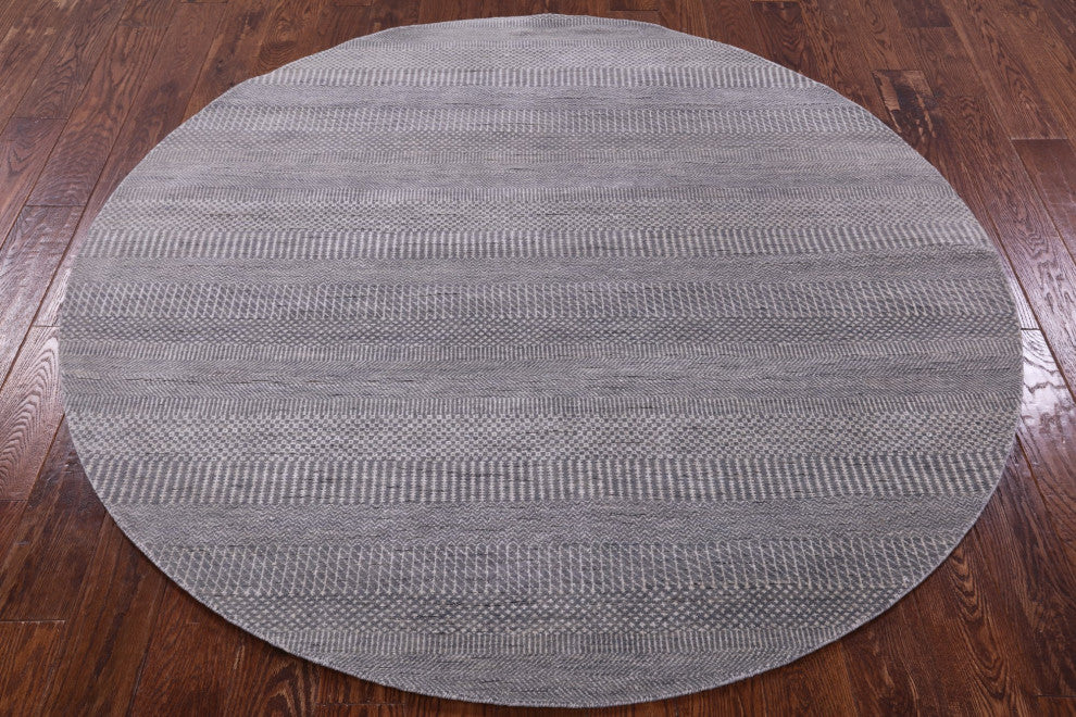 6' Round Wool and Silk Handmade Savannah Grass Rug Q11462