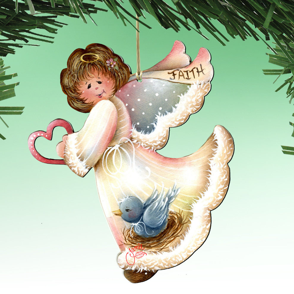 Loving Angels Wooden Ornaments, Set of 6