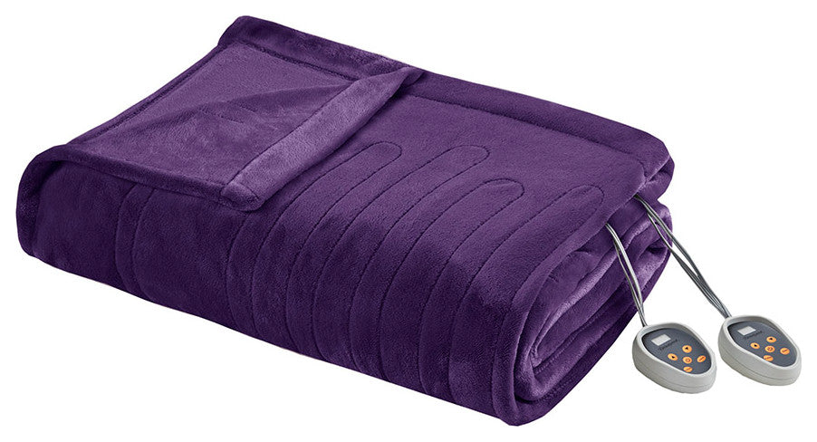 Beautyrest Heated Plush Plush Heated Blanket, Purple