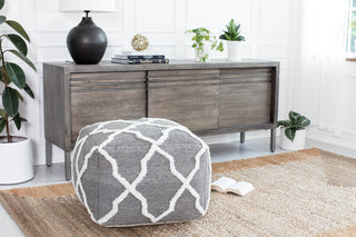 Diamond Joe 24"x24"x17" Gray/Ivory Pouf