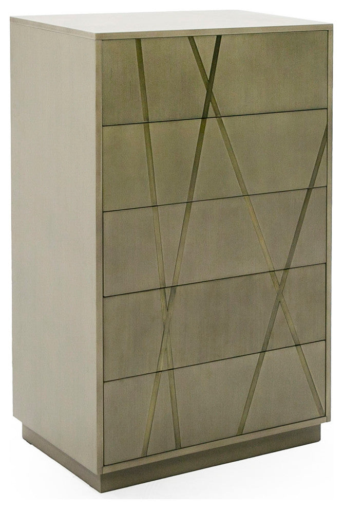 Nixa Modern Wide Birch, Brushed Bronze Chest