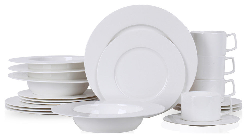 Stone Lain Sylvie Bone China 20 Piece Dinnerware Set, White
