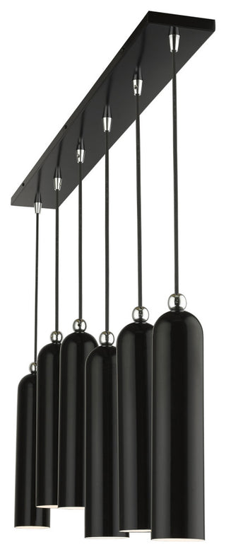 Shiny Black Mid Century Modern, Urban, Scandinavian Linear Pendant