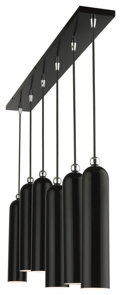 Shiny Black Mid Century Modern, Urban, Scandinavian Linear Pendant