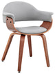 Benzara BM248272 Leatherette Dining Chair With Curved Seat, Gray and Brown