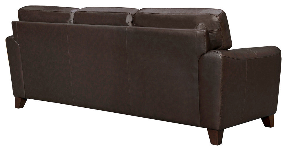 Bergen 87" Genuine Leather Square Arm Sofa, Espresso