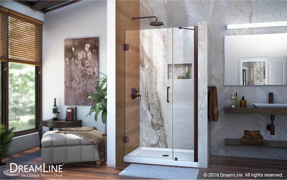 DreamLine Unidoor 41" to 42" Frameless Hinged Shower Door, Oil Rubbed Bronze