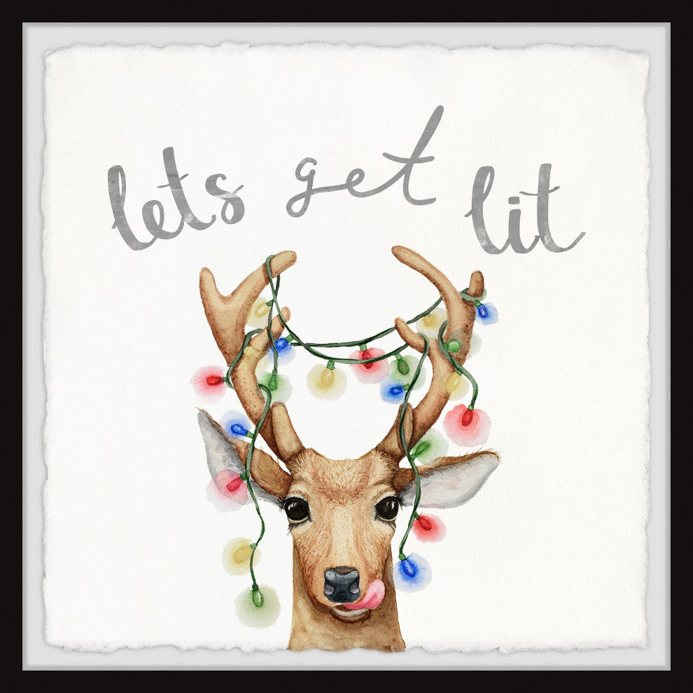 "Light-Up Antlers" Framed Painting Print, 12x12