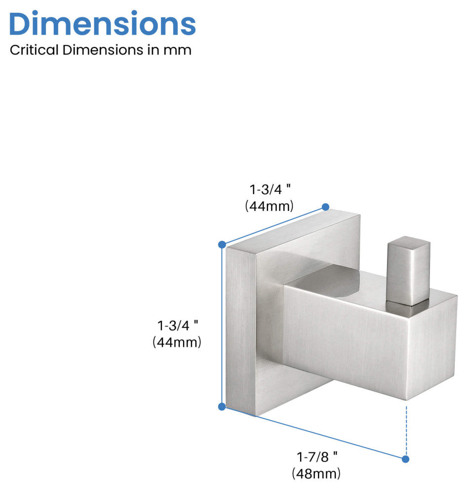Cube Bathroom Towel & Robe Hook 3 Count, Brushed Nickel