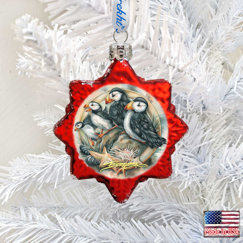 Send in the Clowns Puffins Mercury Glass Ornament