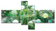 Green Fractal Molecule Pattern, Abstract Wall Art Canvas, 60"x32", 4 panels