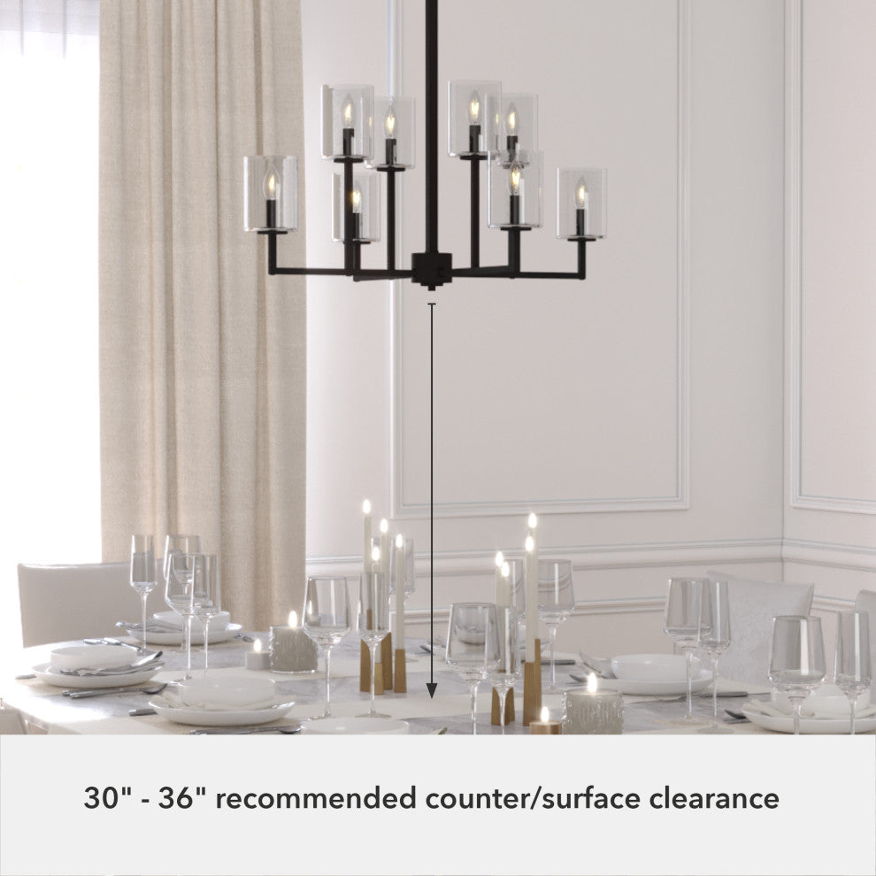 Kerrison Natural Iron With Seeded Glass 8 Light Chandelier Ceiling