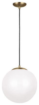 Leo - Hanging Globe LED Pendant, Satin Brass