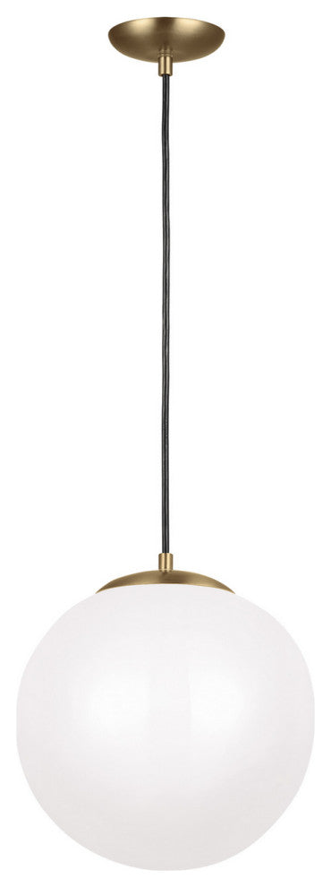 Leo - Hanging Globe LED Pendant, Satin Brass