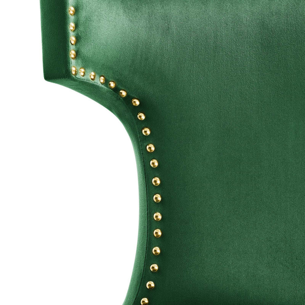 Curve Performance Velvet Dining Chairs, Set of 2, Emerald