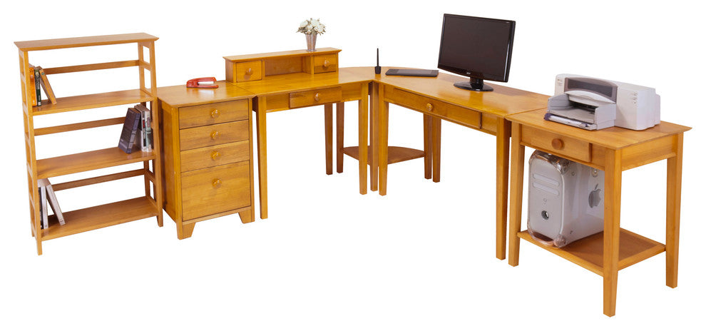 Studio Home Office Computer Desk, Honey Pine