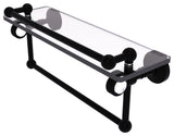 Pacific Grove 16" Groovy Glass Shelf with Towel Bar, Matte Black