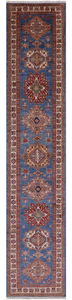 2' 9" X 13' 4" Super Kazak Handmade Wool Runner Rug - Q12997