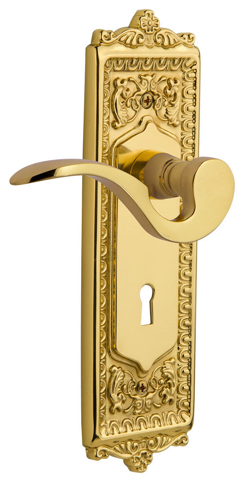 Egg & Dart Plate With Keyhole Manor Lever, Unlacquered Brass, Left-Handed