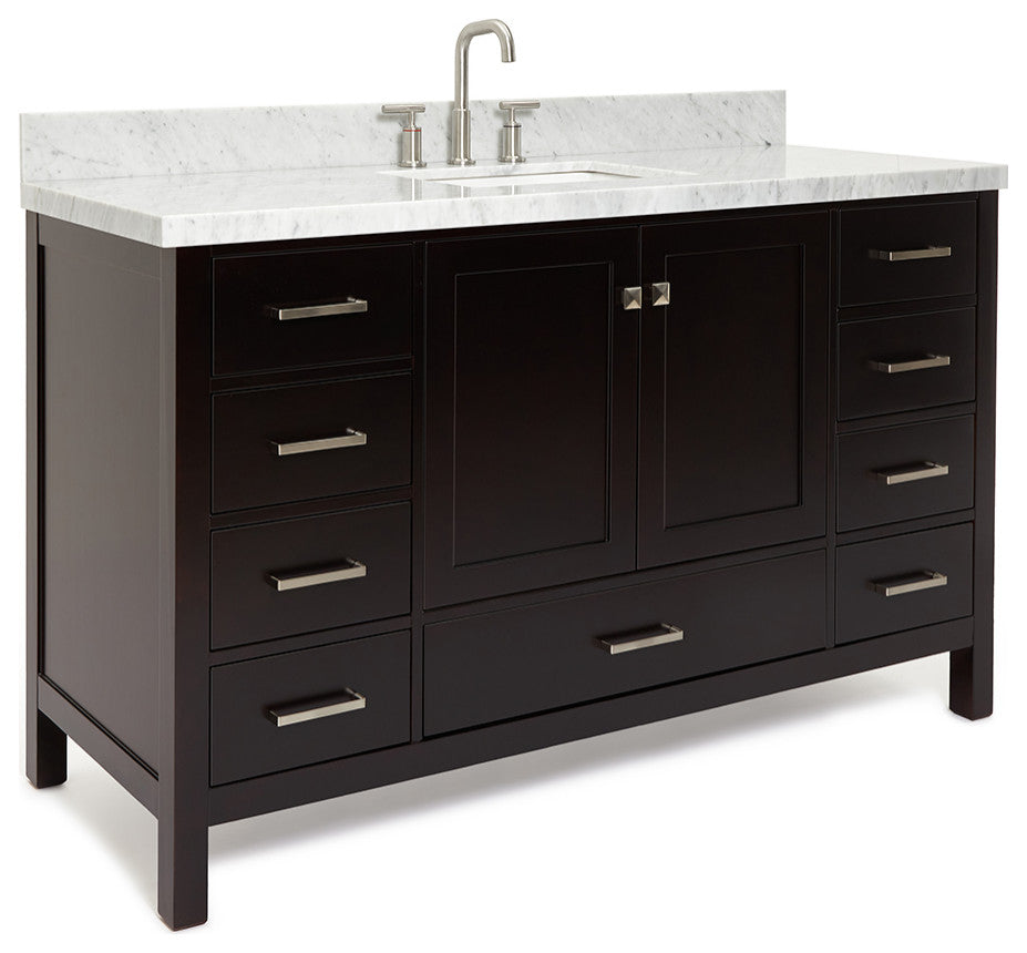 Cambridge 61" Bath Vanity With Marble Top With White Basin