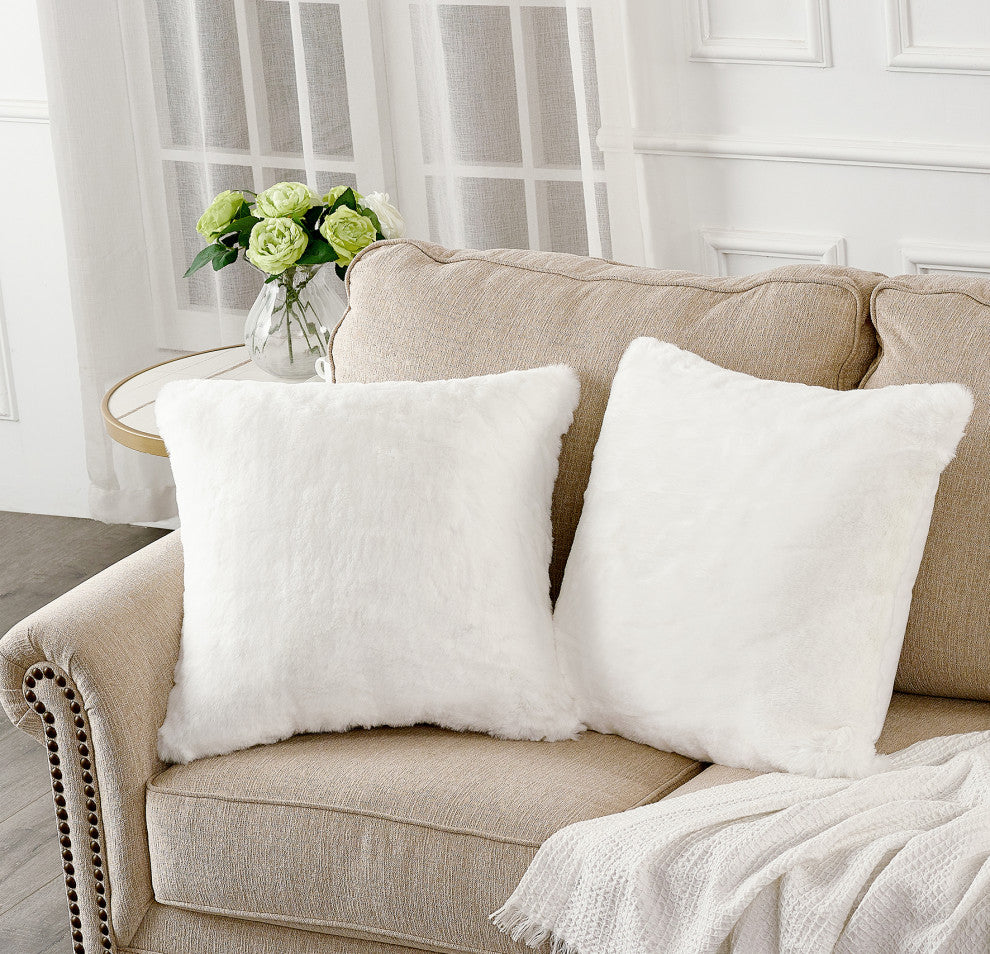Heavy Faux Fur Throw Pillow Covers 2pcs Set, Erget, 20''x20''