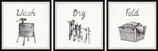 Wash, Dry and Fold Triptych, 3-Piece Set, 18x18 Panels