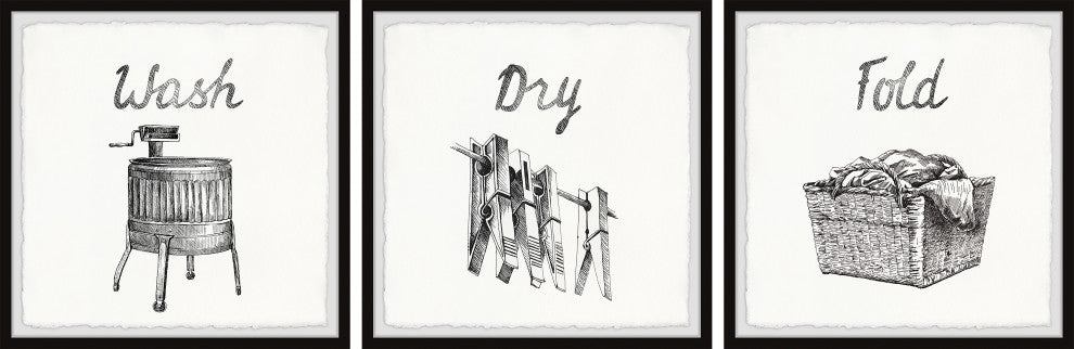 Wash, Dry and Fold Triptych, 3-Piece Set, 18x18 Panels