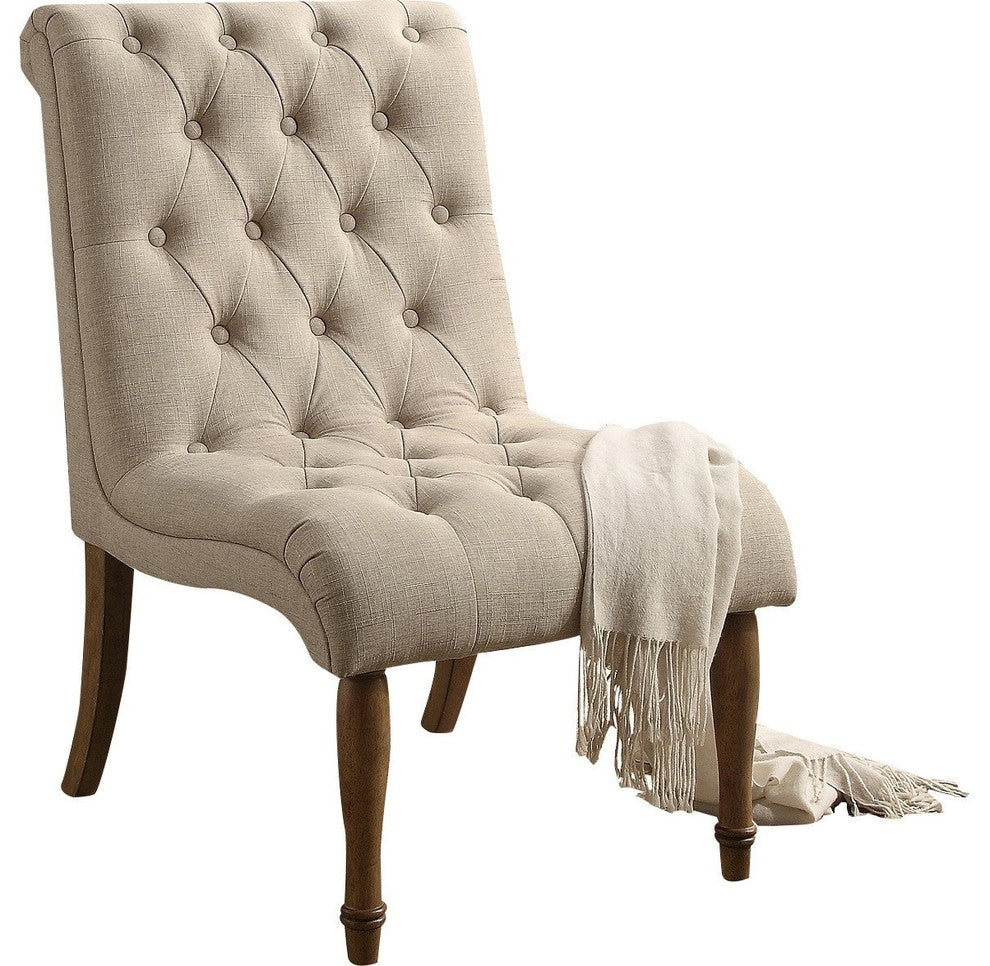Iris Tufted Upholstered Slipper Chair, Beige