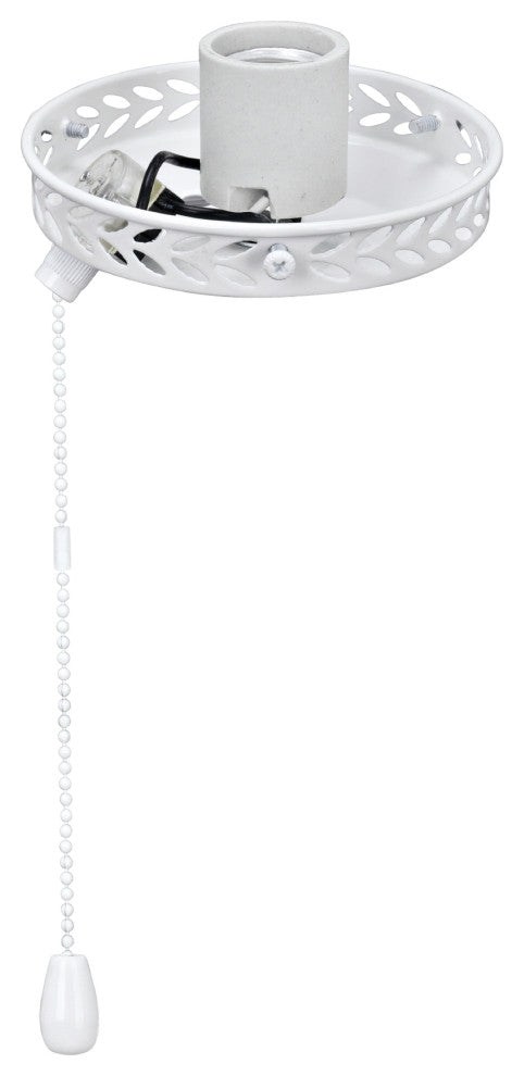 22001-21 1-Light Ceiling Fan Fitter Light Kit With Pull Chain, Painted White