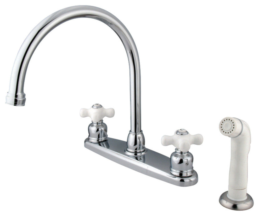 Kingston Brass 8" Centerset Kitchen Faucet, Polished Chrome