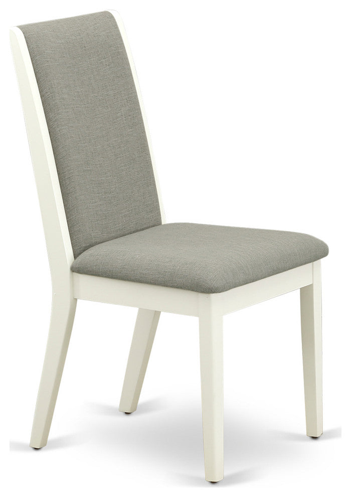 3Pc Wood Dining Set, Round Table, 2 Chairs, Shitake Chairs Seat, Linen White