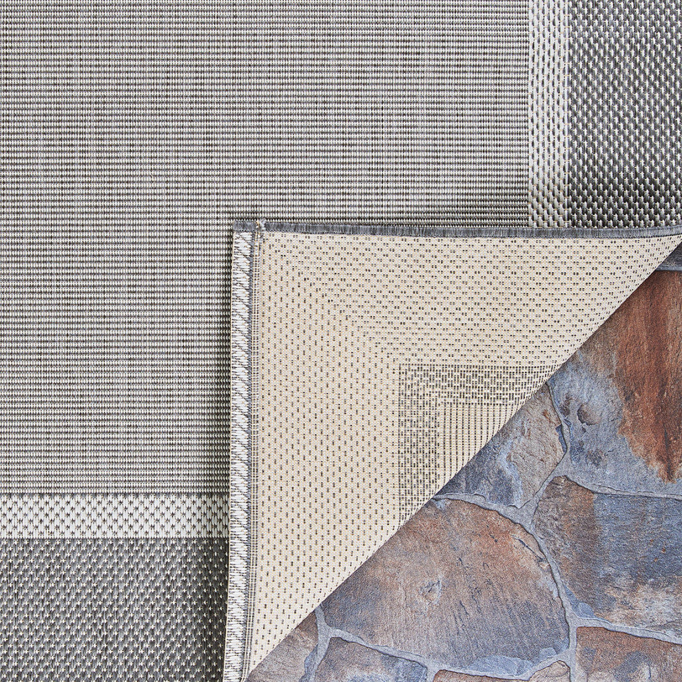 Couristan Recife Stria Texture 5526/3312 Outdoor Rug, Champagne/Grey, 8'6"x8'6" Square