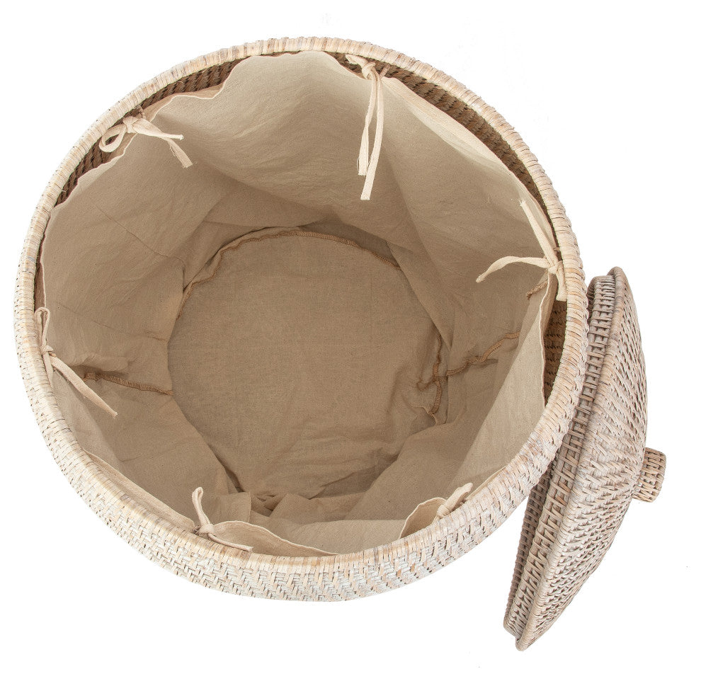 Saboga Home Beehive Laundry Hamper with Liner, White Wash