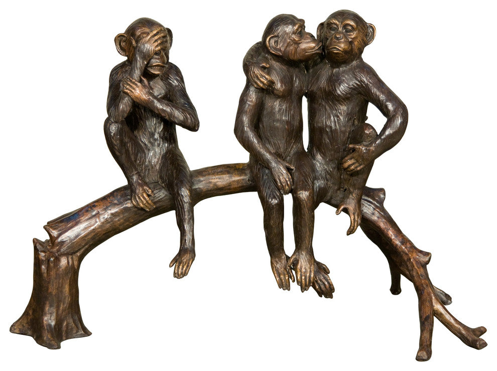 3 Monkeys Resting on a Branch, 27" Design Sculpture