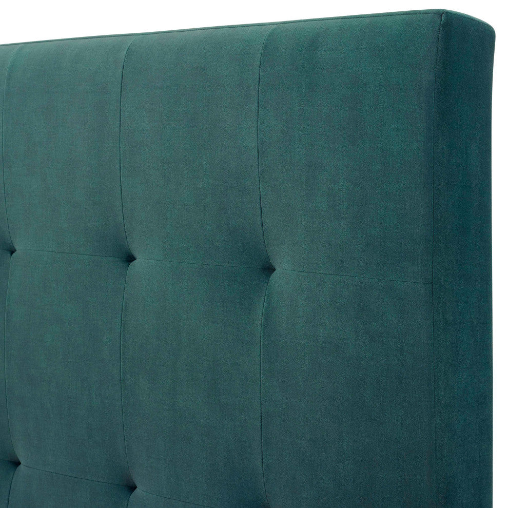 Legends Home Queen Size Green Velvet Tufted Upholstered Platform Bed
