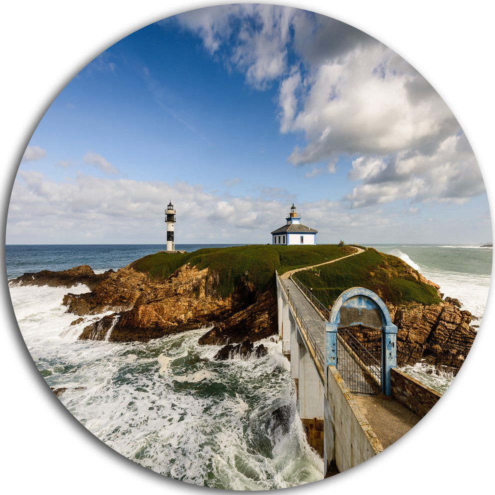 Bright Illa Pancha Lighthouse, Seashore Photo Disc Metal Wall Art, 11"