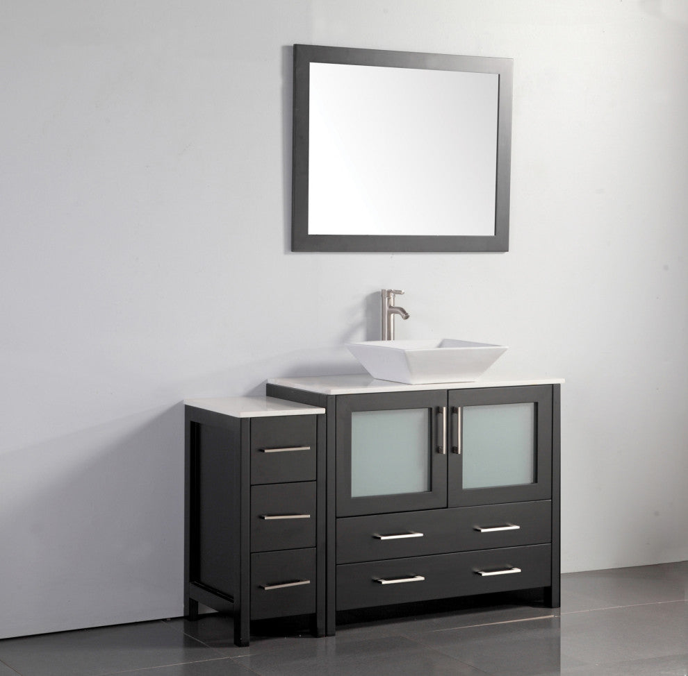 Vanity Art Vanity Set With Vessel Sink, Espresso, 48", Standard Mirror