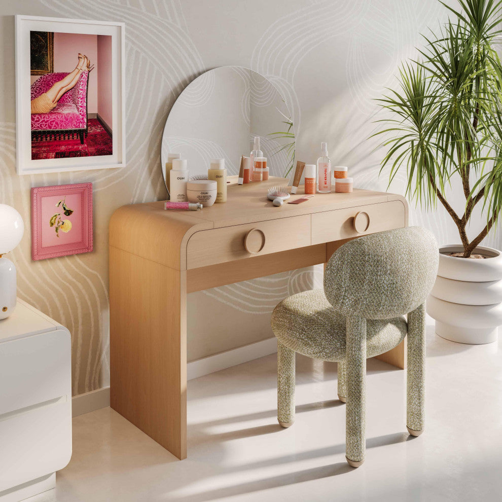 Manu Performance Fabric Vanity Side Chair, Beige