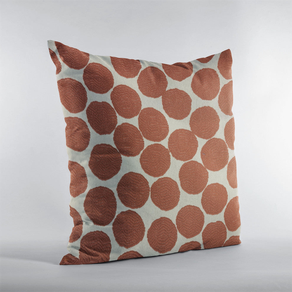 Plutus Red Beige Tomato Dot Luxury Throw Pillow, 16"x16"