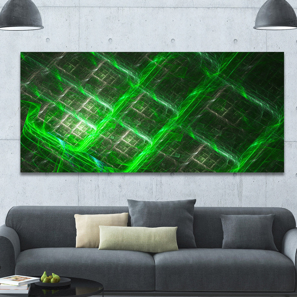 Green Abstract Metal Grill, Oversized Abstract Canvas Art Print, 60x28
