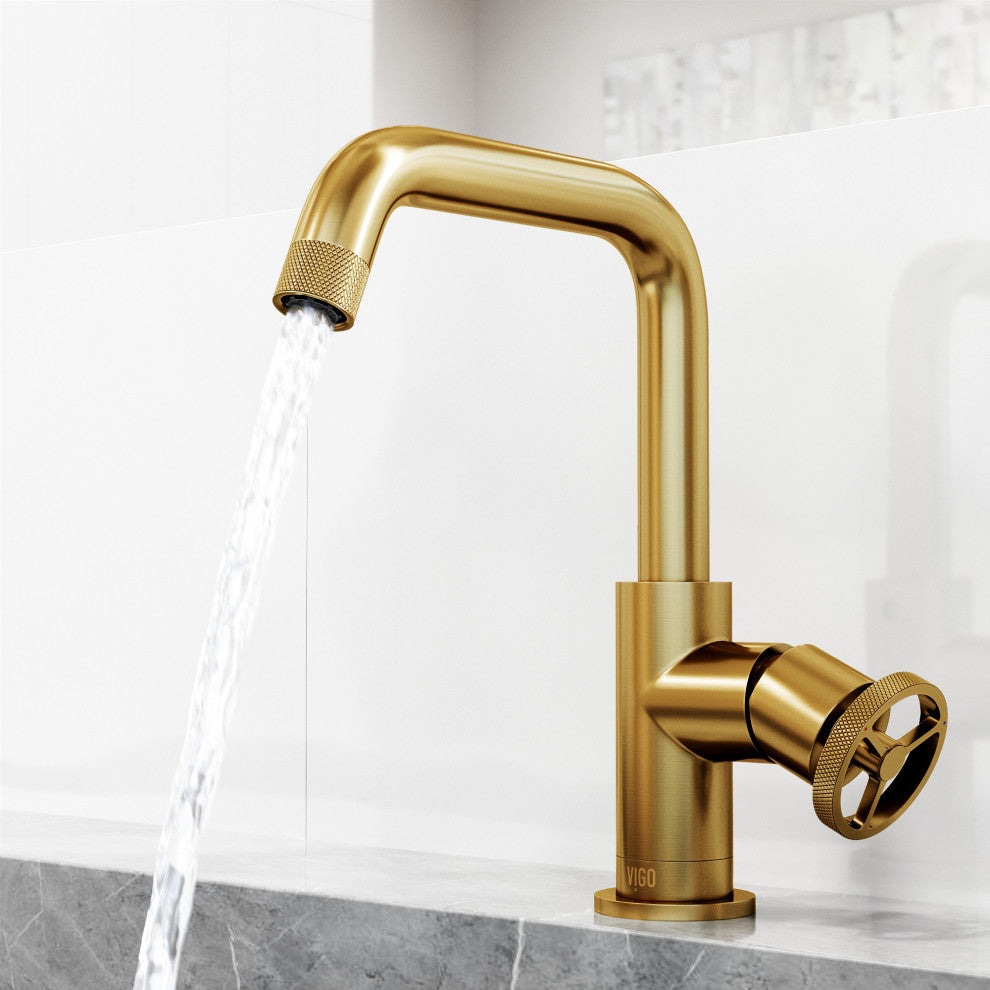 VIGO Cass 9" H Single Handle Single Hole Bathroom Faucet, Matte Brushed Gold, Without Extras